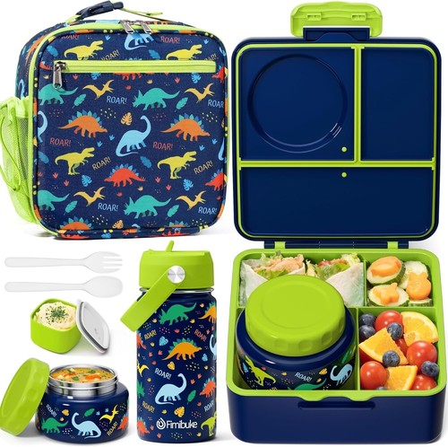 Fimibuke Kids Bento Lunch Box with Thermos, Leakproof Toddler Bento Box with 8.5