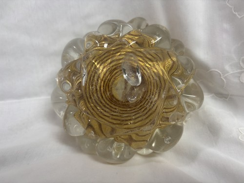 Vintage Murano Italy MCM Art Glass Gold 3" Tall Bowl - Picture 10 of 15