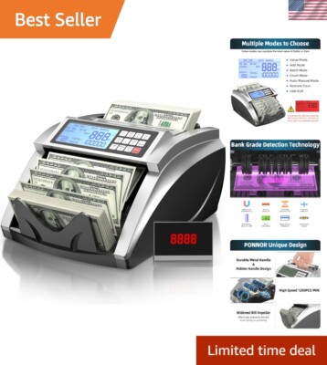 Professional Money Counter Machine with 4 Detection Methods and LCD Display