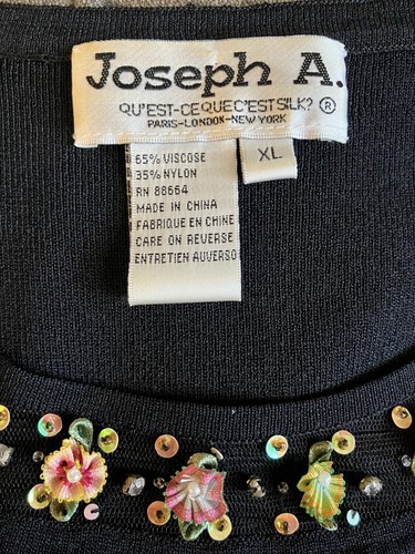 Joseph A. Schwarzes ärmelloses Stricktop mit Blumen Pailletten verziertem Ausschnitt XL - Bild 3 von 5