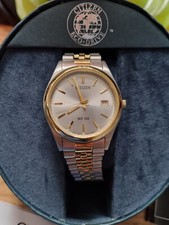 Citizen Eco Drive Mens Calendar Date Silver Gold Bracelet Watch  WR100