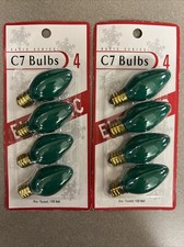 C7 Green Light Bulbs Opaque 120 Volt 2 Packs Of 4 Each New Sealed UL Classified