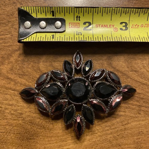 Broche prendedor vintage de ónix negro Liz Claiborne joyería A7 - Imagen 10 de 12