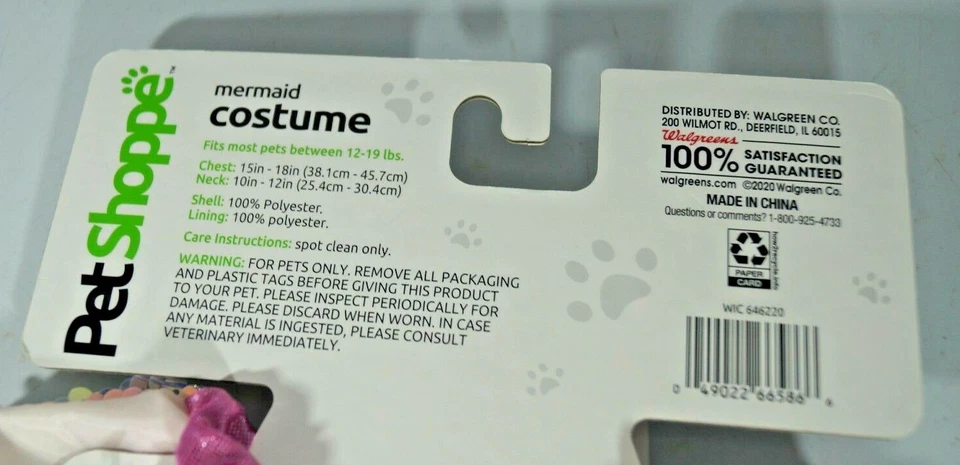 Pet Shoppe Mermaid Costume for Dogs Pets Pooch Sequins Tulle Glitter XS/S NEW - Image 3 of 3