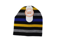 Wonder Nation Toddler Knit Beanie Hat - New - Black Yellow Blue  Gray