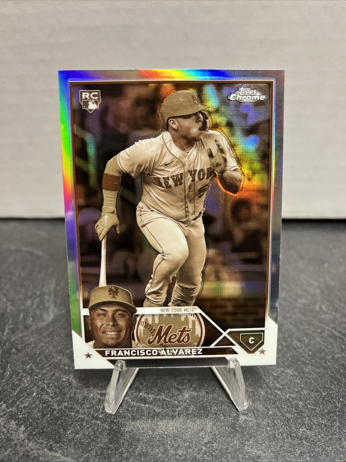 2023 Topps Chrome Francisco Alvarez Sepia Refractor Rookie RC #203 NY Mets