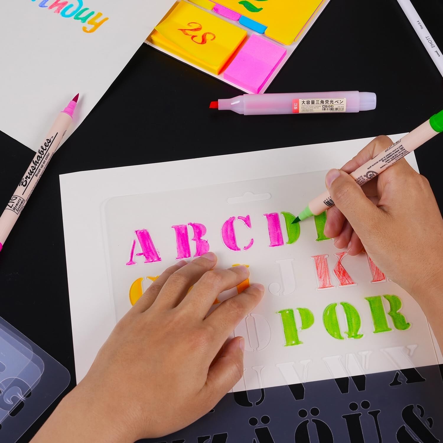 6 Pcs Alphabet Letters Numbers Stencils  for Painting Drawing Scrapbooking Cards