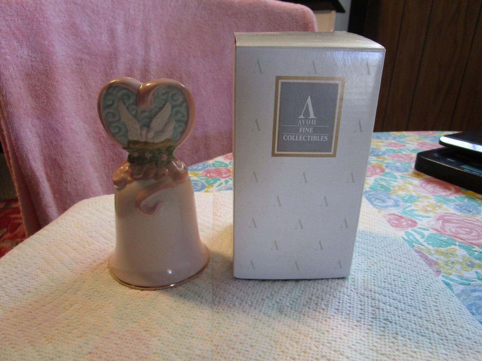 AVON FINE COLLECTIBLES "LOVE'S BEGINNINGS" PORCELAIN 1995 BELL - NEW IN BOX