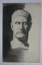 Dibujo de busto de escultura clásica romana del autor Alberto Duce Vaquero.Pinta