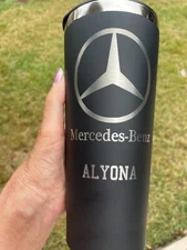 MERCEDES BENZ TUMBLER, PERSONALIZED LASER ENGRAVED STAINLESS STEEL TUMBLER