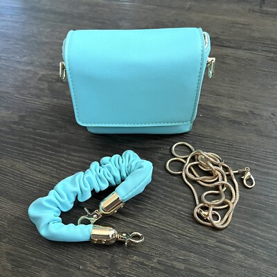 Crossbody Satin Aqua Blue Soft Trendy Girl Mini Bag Purse