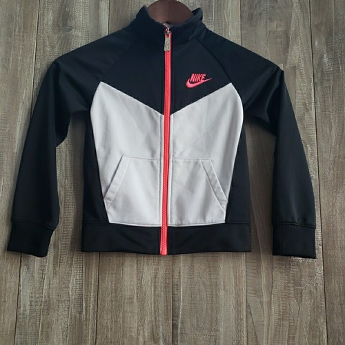 NIKE Girls Tracksuit Jacket Size 6 Full Zip Mock Neck Black/White Colorblock - Picture 11 of 14