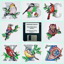 Cross Stitch Birds Letters Embroidery Designs Disk - Husqvarna Viking Designer 1