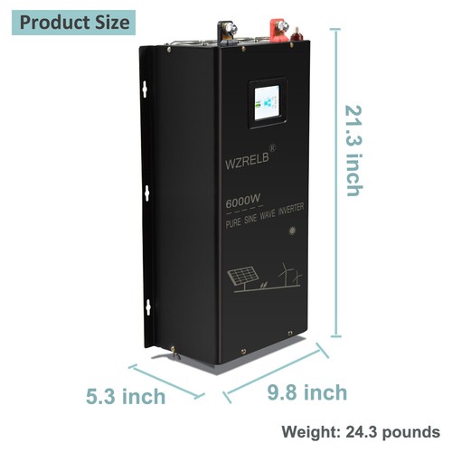 6000W Split Phase Power Inverter 24V 36V 48V Pure Sine Wave Car Motor Solar Home - Picture 7 of 8
