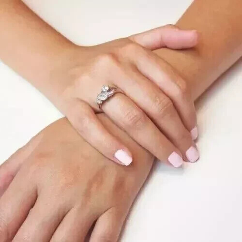 14K White Gold Plated 2.10Ct Round Cut Lab Created Diamond Women's Wedding Ring - Bild 2 von 4