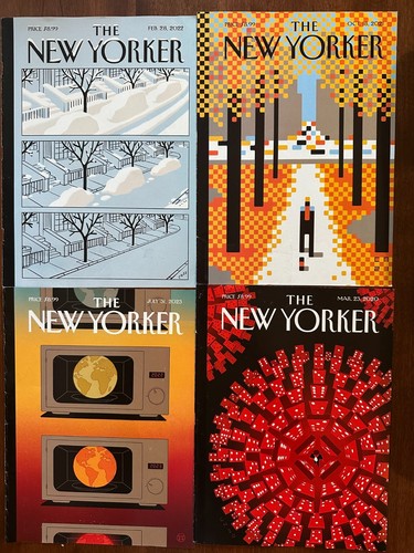 Lot of 4 New Yorker Magazine Covers Only by Christoph Niemann 2020-2023