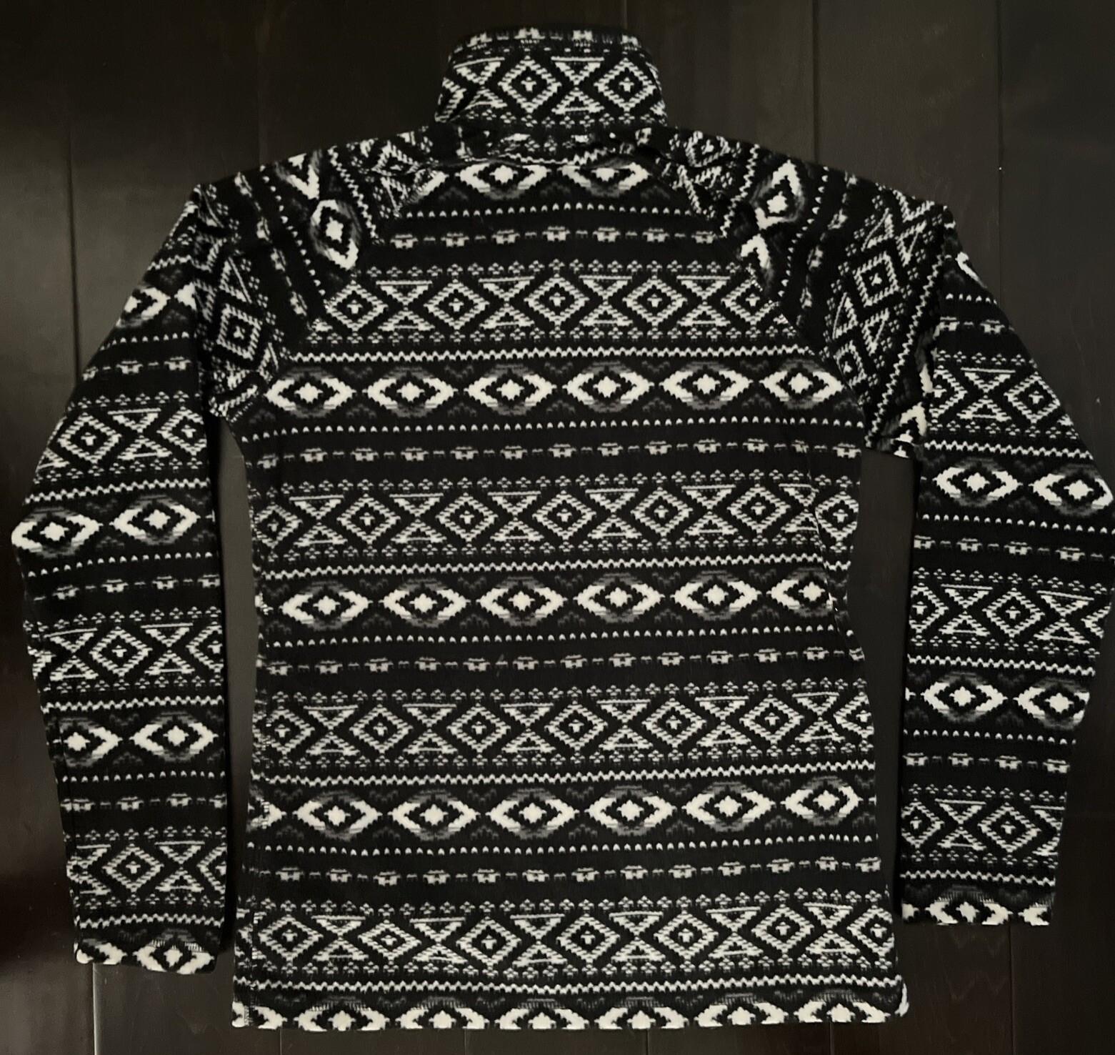 Eddie Bauer Black Abstract Patterned Quarter Zip Fleece Women's xsmall Aztec image 5