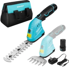 DURATECH Cordless Hedge Trimmer 12V 2-in-1 Handheld Grass Trimmer & Hedge Shears