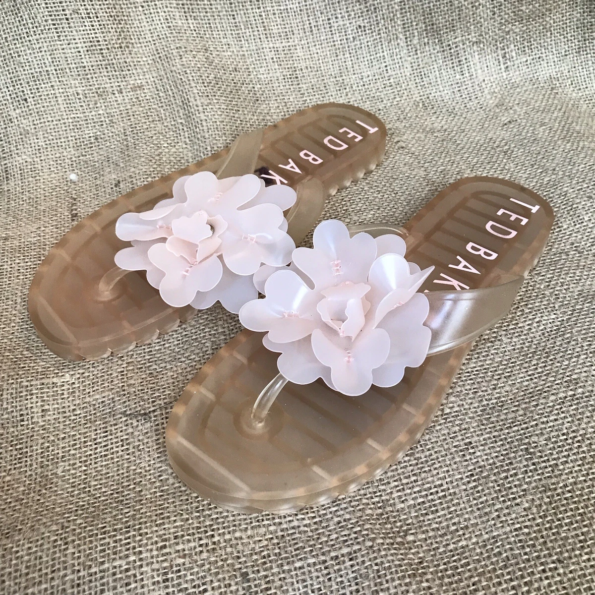 Ted Baker Rubber Jelly Sandals Thong Flower Pink Size 7