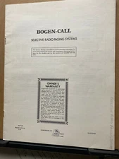 Bogen-Call Owner Operation Manual Selective Radio Paging Syste Schematic Service