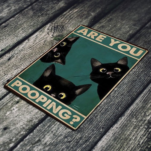 Signs Funny Bathroom Sign For Restroom Cat Sign 8x12 Tin Sign - Picture 3 of 6
