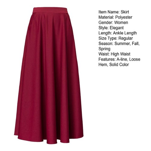 Prom Skirt Women Commuting Stylish High Waist Maxi with Tummy Control Pockets - Picture 7 of 12