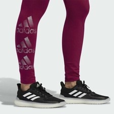 Adidas Holiday Logo Tight Legging Pants Women's Power Berry GE0330 SZ XS NEW