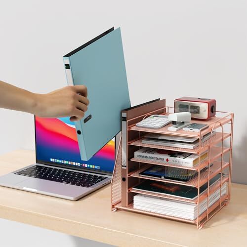 Desk Organizers and Accessories, 6-Tier Paper Organizer with Rose Gold - Picture 7 of 7