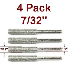 4pc 7/32" Diamond Chain Saw Sharpener Burr Bit File 120 Grit Dremel Rotary Tool