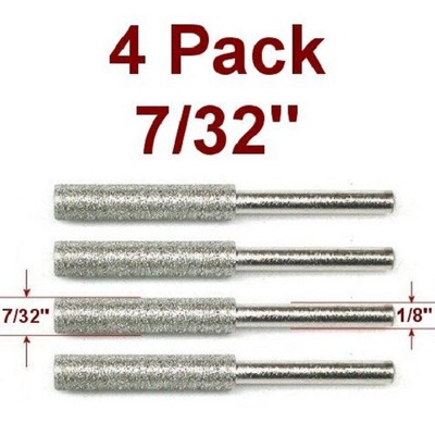 4pc 7/32'' Diamond Chain Saw Sharpener Burr Bit File 120 Grit Dremel Rotary Tool