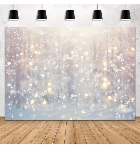 MEHOFOND 10x7ft Winter Wonderland Backdrop Glitter Bokeh Snowflake - Picture 2 of 5