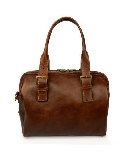 FULL GRAIN Leather Knapsack with top handle and side pockets  display picture 3