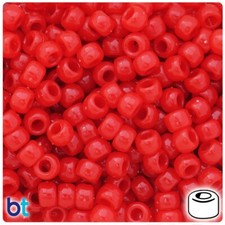 BeadTin Tomato Red Opaque 9mm Barrel Pony Beads 500pcs 