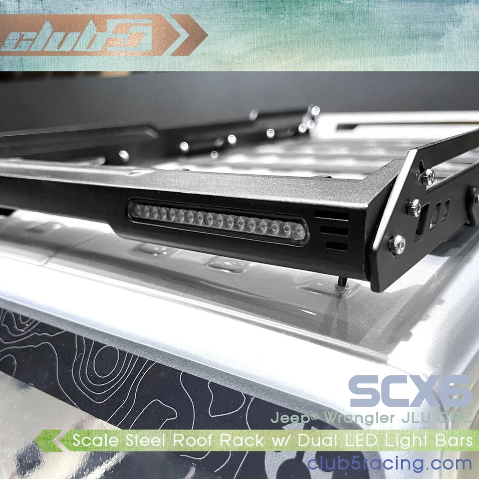 Metal Roof Rack ( V2 ) w/ Dual Light Bar for SCX6 Jeep JLU Wrangler - Image 3 of 4