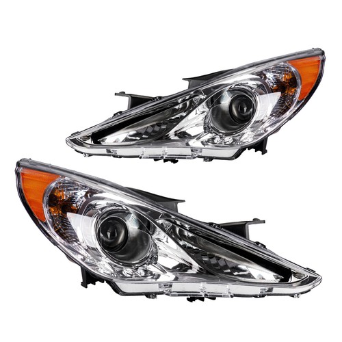 For 11-14 Hyundai Sonata Right & Left Chrome Housing Amber Corner Headlight US