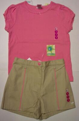 NWT Girls 7 Gymboree GOLF POND 2pc pink top khaki shorts 2004 vtg ...