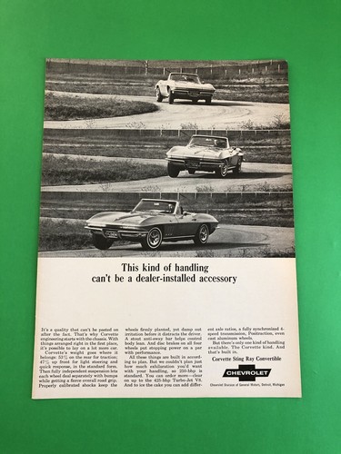 1966 CORVETTE STING RAY ORIGINAL VINTAGE PRINT AD ADVERTISEMENT SINGLE PAGE