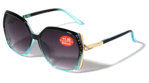 Women Oversized Rhinestones BIFOCAL Reading Sunglasses - Outdoor Reader Glasses - Picture 10 of 13