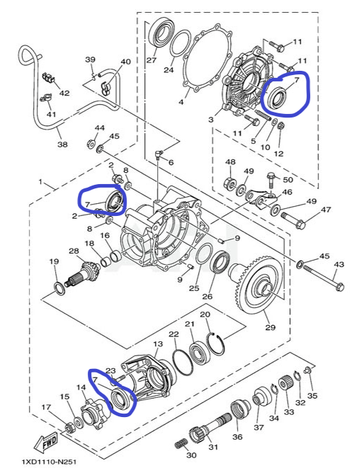 YAMAHA VIKING, WOLVERINE, YXZ1000 YXZ REAR DRIVE SHAFT OIL SEAL