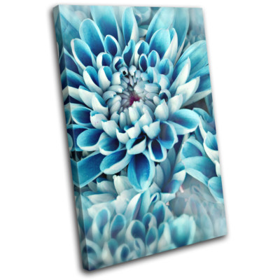 Zinnia Gift Modern blue flower  Floral SINGLE Leinwand Kunst Bild drucken