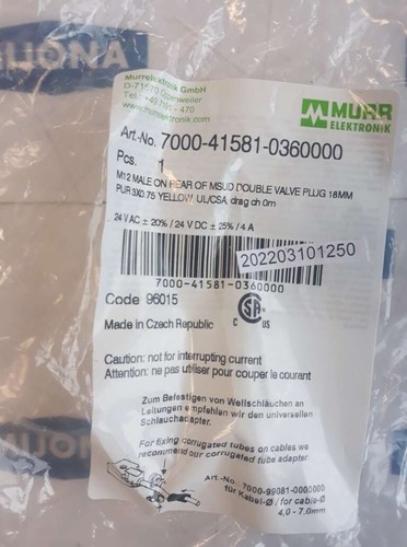 Murr 7000 41581 0360000 M12 macho en parte trasera de msud doble enchufe 18mm - Imagen 8 de 8
