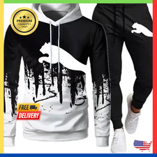 Mens New Tracksuit Hoodies Black Sweatpants Male Casual Sports Jogging Set