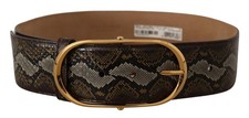 Dolce&Gabbana Women Brown Belt 100% Leather Snake Skin Casual Strap Sz 80 cm 32"