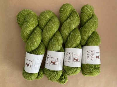 Lot of 4 ~ Elsebeth Lavold Misty Wool Yarn, Color: sapling green,  dye lot 58