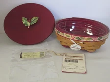 Longaberger 2011 LITTLE HOLLY BERRY Basket + Prot + Liner + Lid + TO ~ Christmas