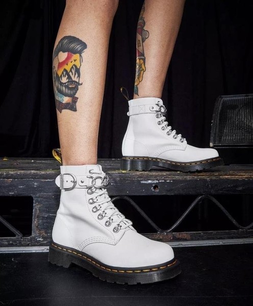 Damen Dr. Martens Stiefel Weiß Leder 40,5