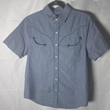 Howler Bros Broncbuster Short Sleeve Western Shirt Indigo Pearl Snap Button Sm
