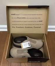 Ryka Contour Suede Slip On Mule Clogs Women  s 9W Wide Shoes Beige NWT