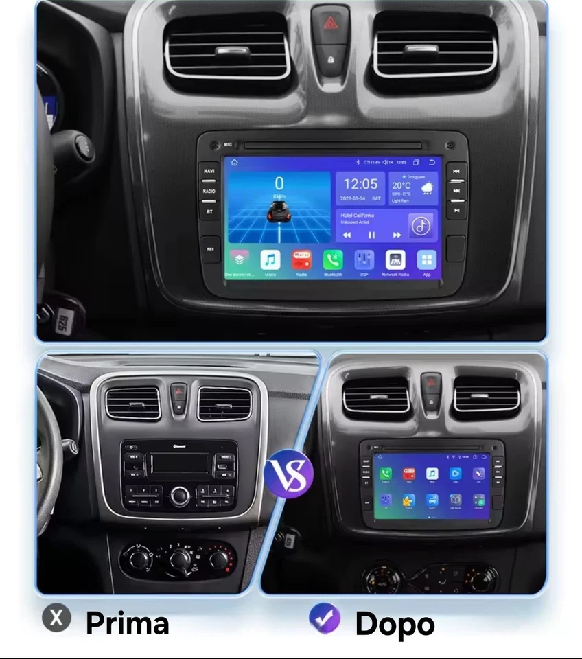 Autoradio Android Per Dacia Duster, Sandero, Logan Renault Captur  2 G 32G Wifi - Immagine 2 di 4