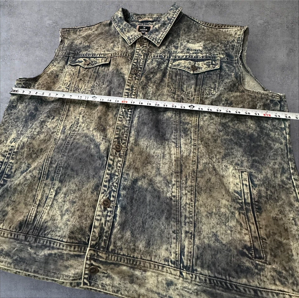 Men’s Makobi Distressed Jean Vest Size 6XLB - Image 2 of 4